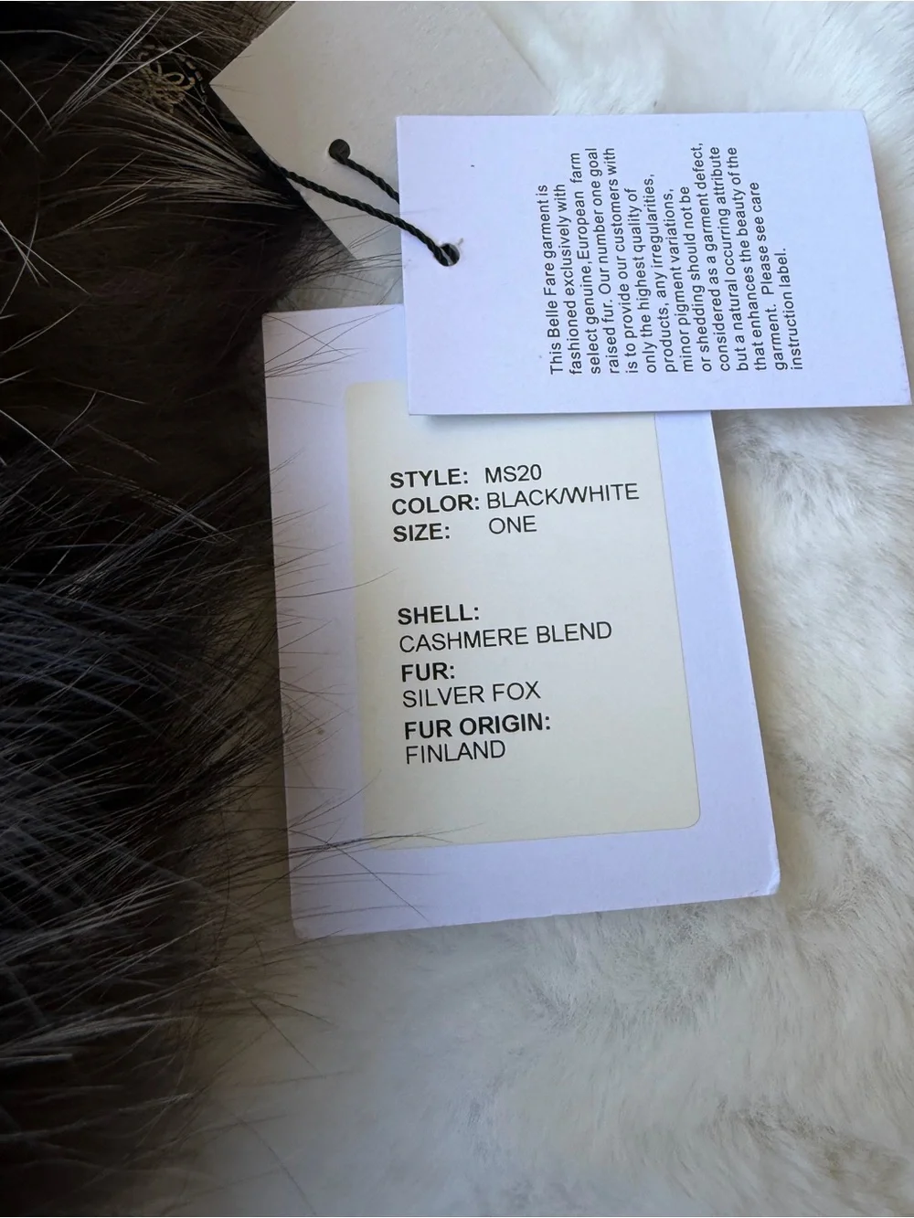 NWT Belle Fare Black Silver Fox Fur Cashmere Angora Wool Shawl Neiman Marcus